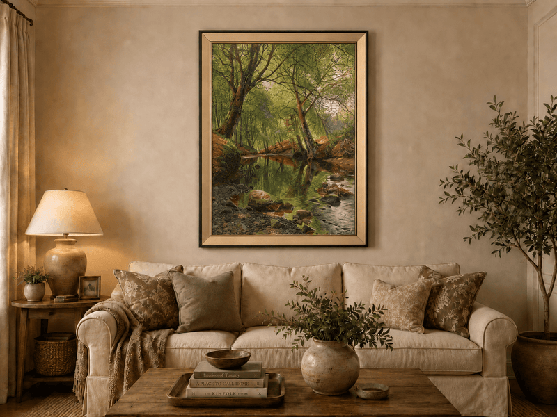 Peinture à l'huile de paysage - Peinture à l'huile de paysage de ruisseau forestier