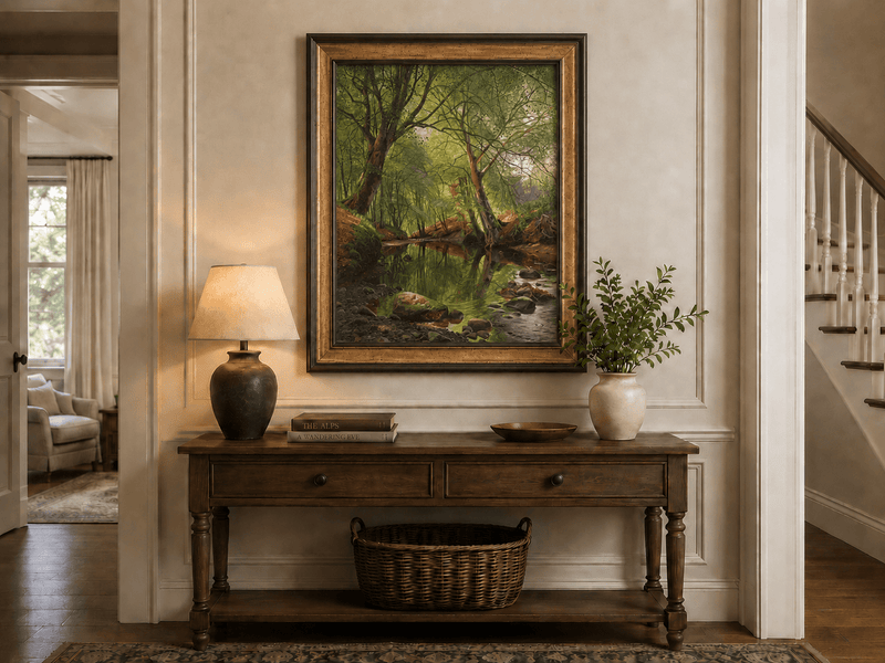 Peinture à l'huile de paysage - Peinture à l'huile de paysage de ruisseau forestier