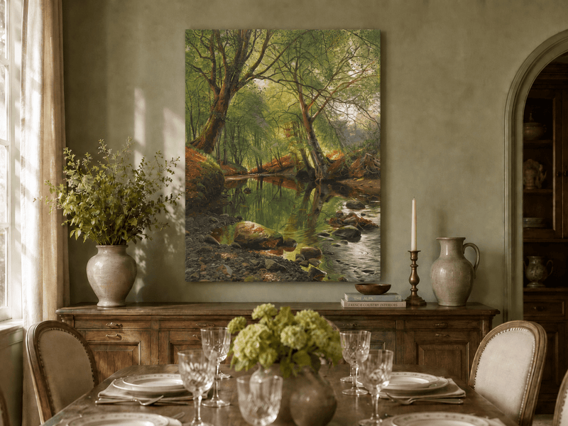 Peinture à l'huile de paysage - Peinture à l'huile de paysage de ruisseau forestier