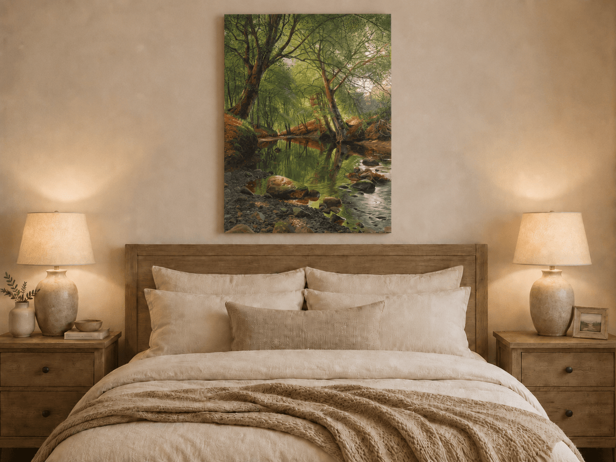 Peinture à l'huile de paysage - Peinture à l'huile de paysage de ruisseau forestier