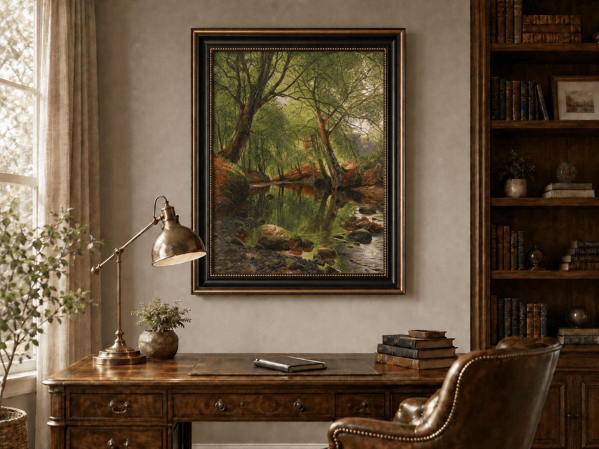 Peinture à l'huile de paysage - Peinture à l'huile de paysage de ruisseau forestier