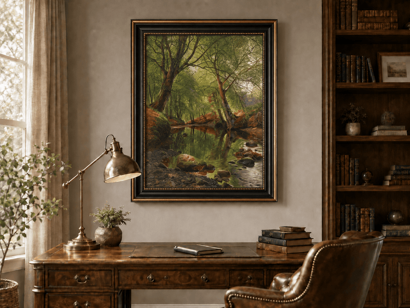 Peinture à l'huile de paysage - Peinture à l'huile de paysage de ruisseau forestier