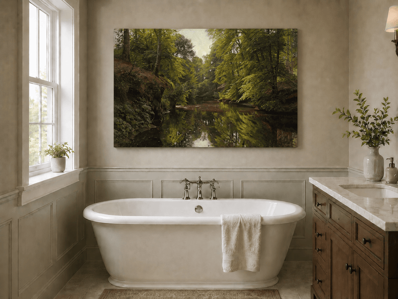 Landscape Oil Painting - Forest Stream with Reflections
