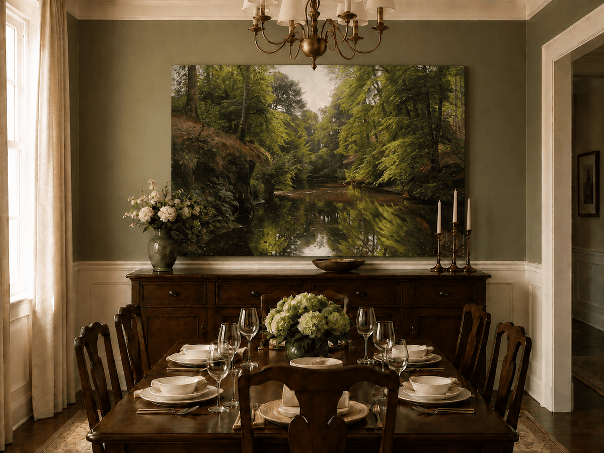Landscape Oil Painting - Forest Stream with Reflections