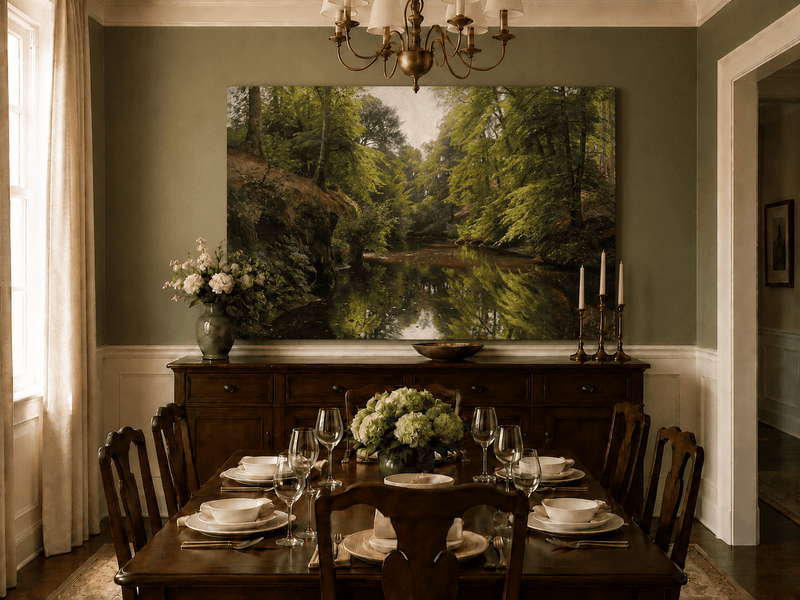 Landscape Oil Painting - Forest Stream with Reflections