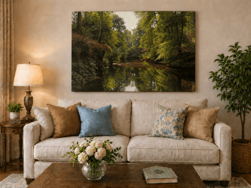Landscape Oil Painting - Forest Stream with Reflections