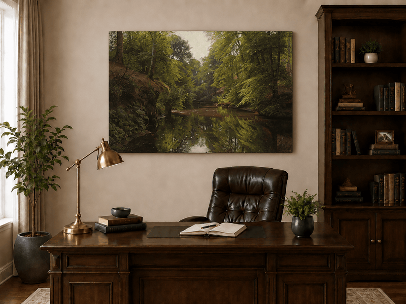 Landscape Oil Painting - Forest Stream with Reflections