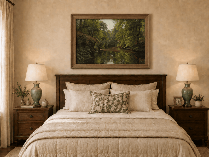 Landscape Oil Painting - Forest Stream with Reflections