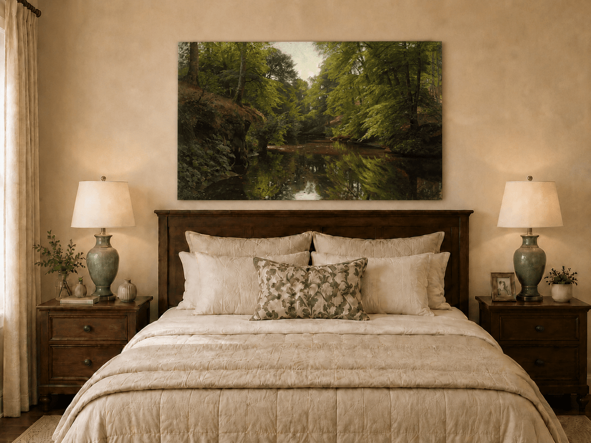 Landscape Oil Painting - Forest Stream with Reflections