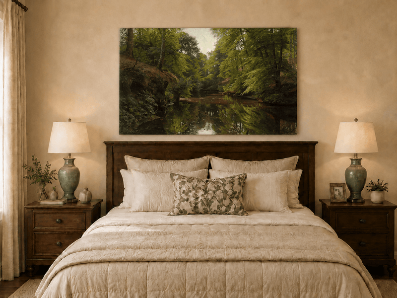 Landscape Oil Painting - Forest Stream with Reflections