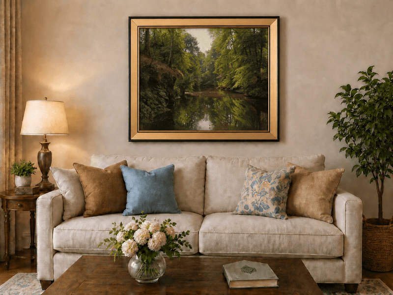 Landscape Oil Painting - Forest Stream with Reflections