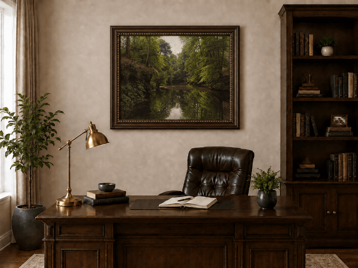 Landscape Oil Painting - Forest Stream with Reflections