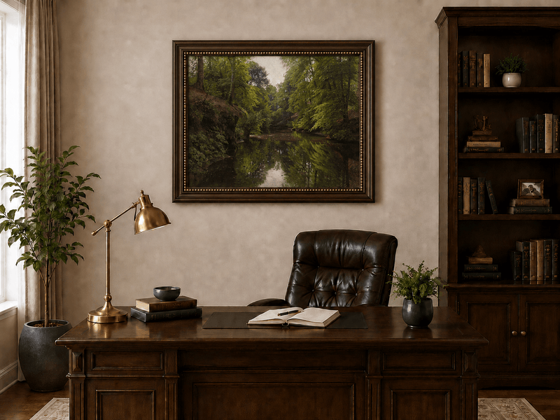 Landscape Oil Painting - Forest Stream with Reflections