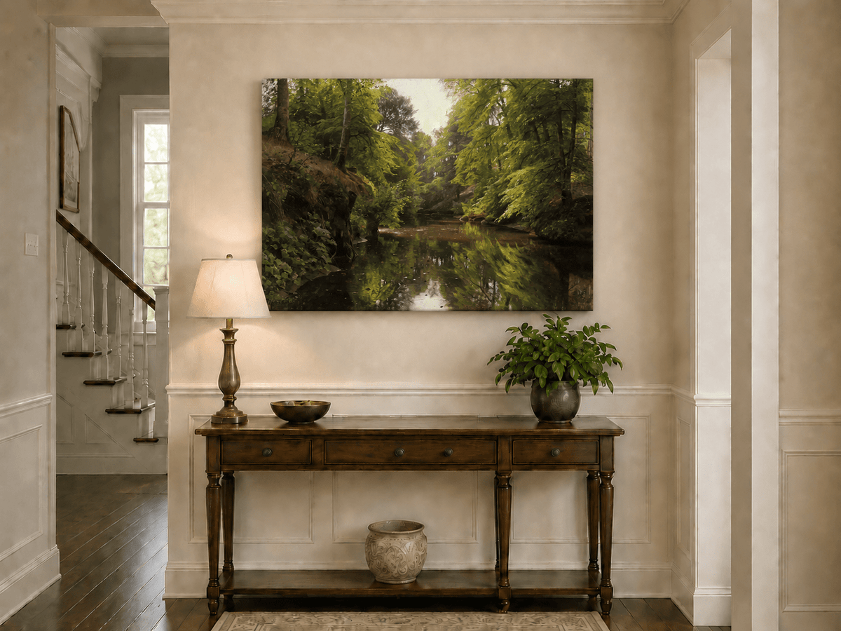 Landscape Oil Painting - Forest Stream with Reflections