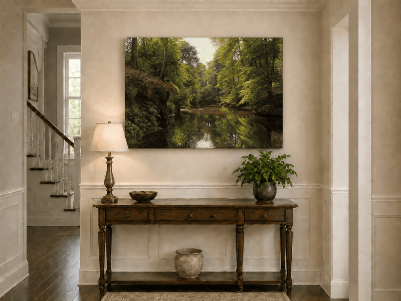 Landscape Oil Painting - Forest Stream with Reflections