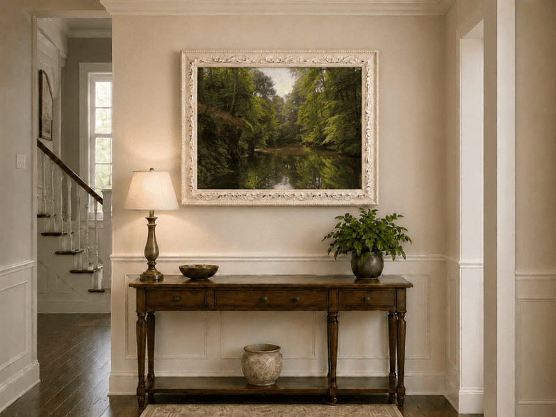 Landscape Oil Painting - Forest Stream with Reflections