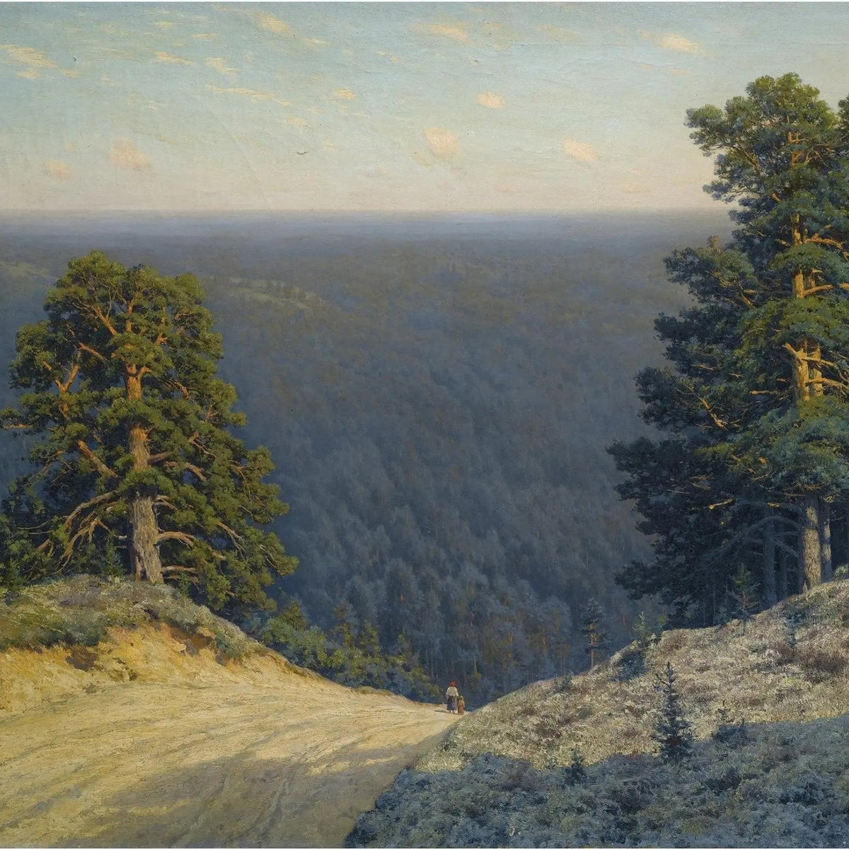 Landscape Oil Painting - Forest Vista with Dirt Road Wall Art - Oil Painting Haven