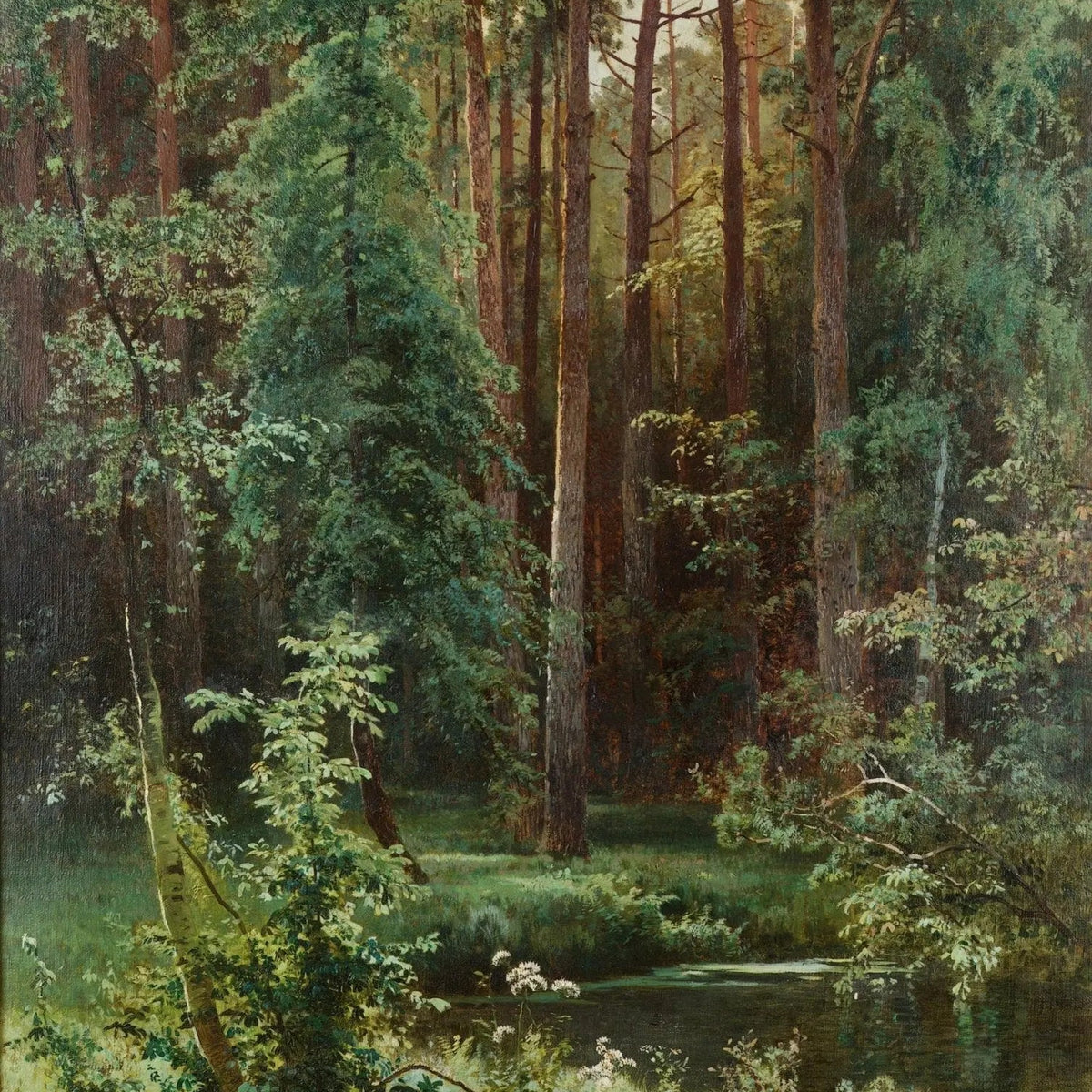 Landscape Oil Painting - Forest with Pond Wall Art - Oil Painting Haven