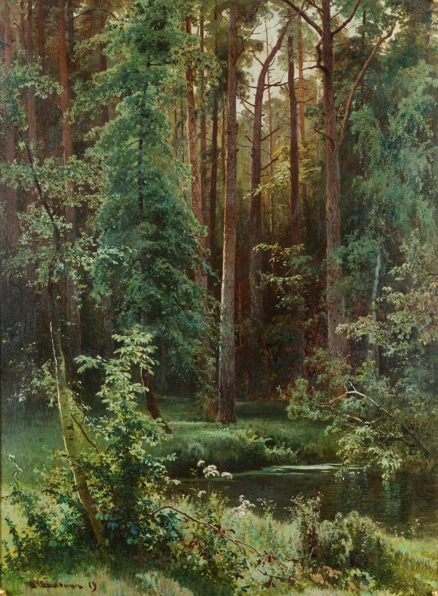 Landscape Oil Painting - Forest with Pond Wall Art - Oil Painting Haven