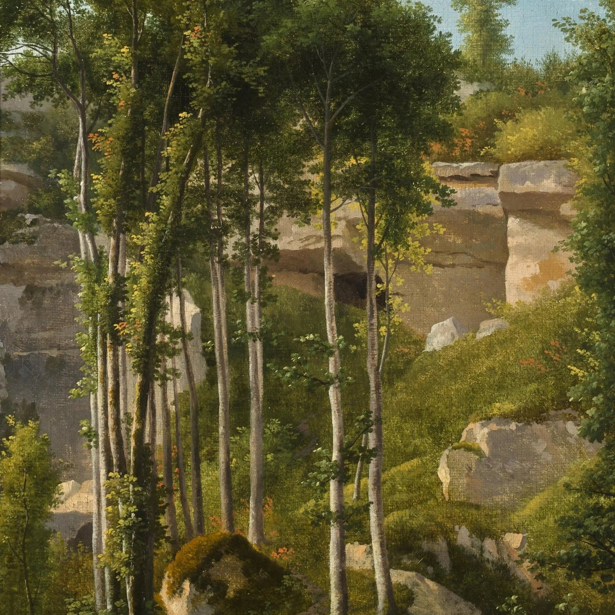 Landscape Oil Painting - Forest with Rocks & Cliff - Oil Painting Haven