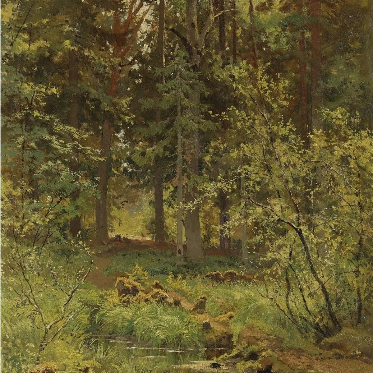 Landscape Oil Painting - Forest with Stream for Wall Decor - Oil Painting Haven