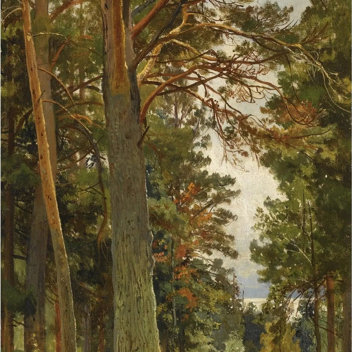 Landscape Oil Painting - Forest with Wooden Fence Wall Art - Oil Painting Haven