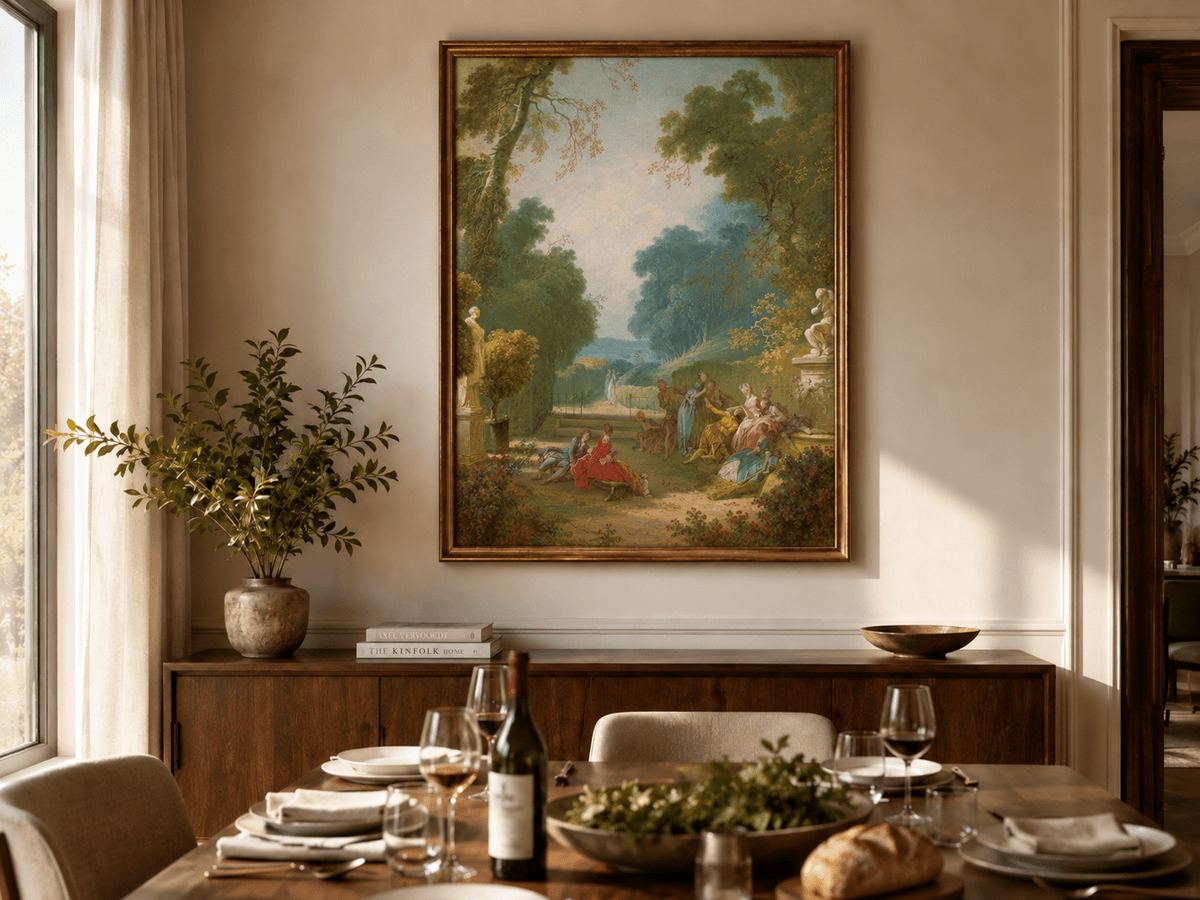 Peinture à l'huile de paysage - Rivière printanière avec pêcheur et arbres
