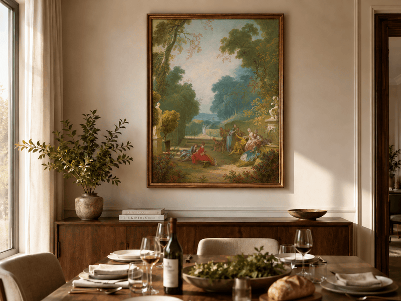 Peinture à l'huile de paysage - Rivière printanière avec pêcheur et arbres