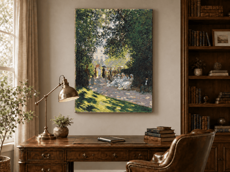 Landscape Oil Painting - Garden Gathering in Parc Monceau