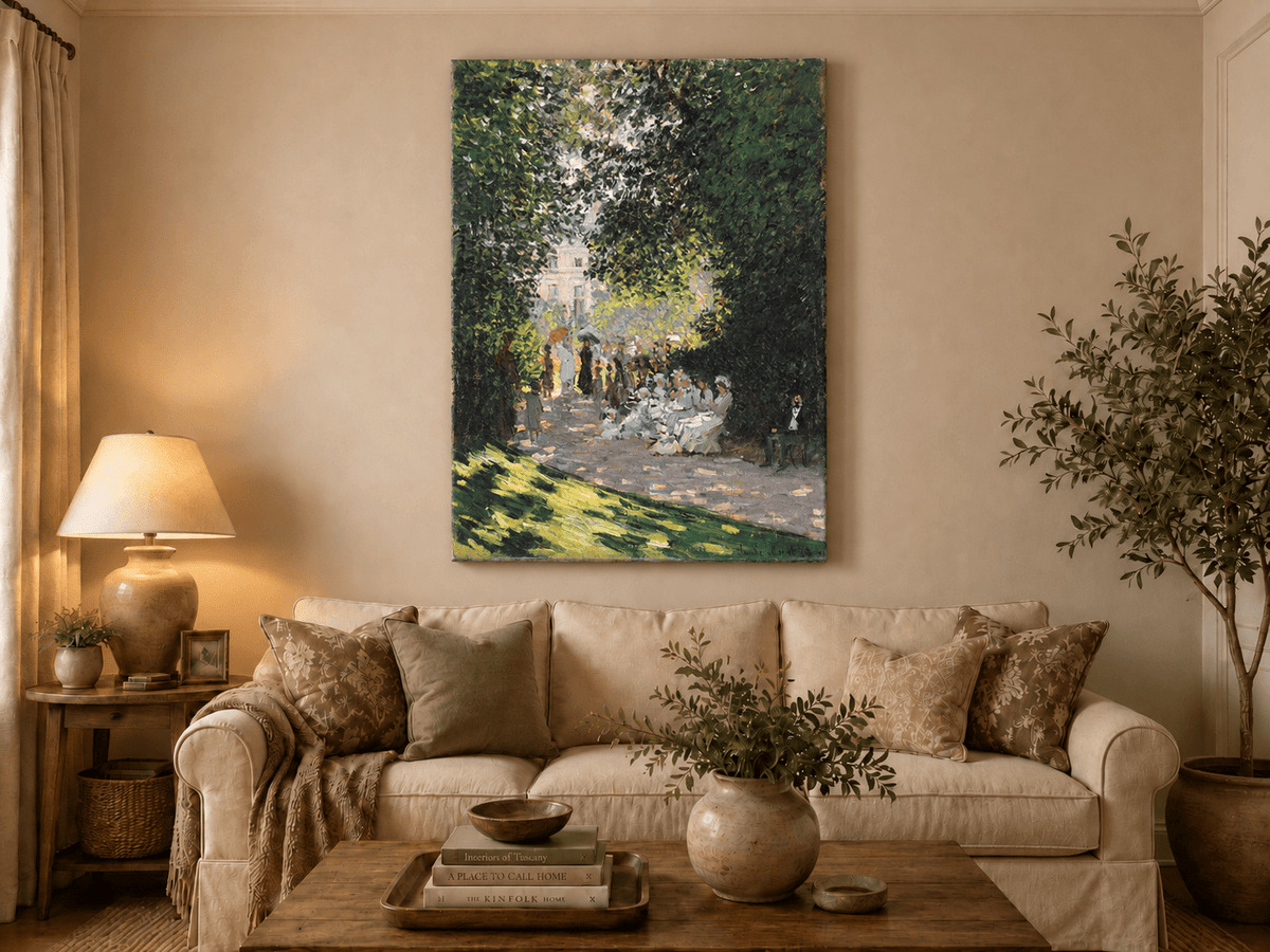 Landscape Oil Painting - Garden Gathering in Parc Monceau