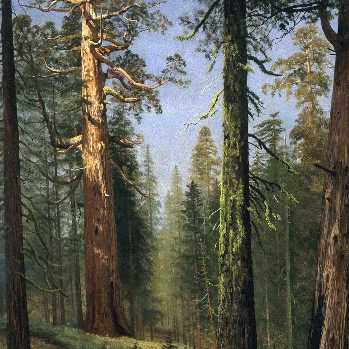 Peinture à l'huile de paysage - Rivière printanière avec pêcheur et arbres