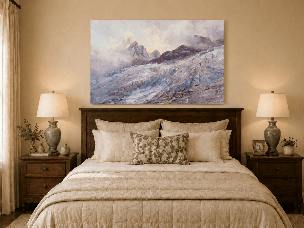 Landscape Oil Painting - Glacier Peaks and Alpine Snowfield View