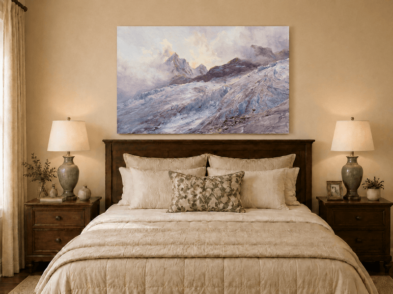 Landscape Oil Painting - Glacier Peaks and Alpine Snowfield View