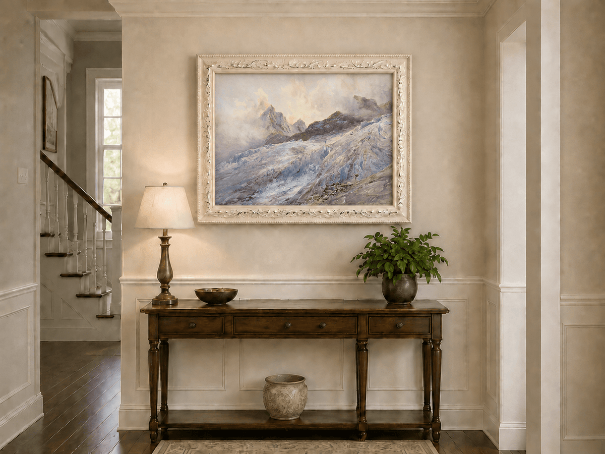 Landscape Oil Painting - Glacier Peaks and Alpine Snowfield View