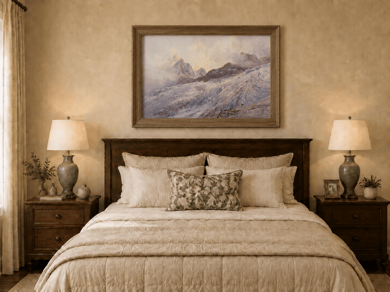 Landscape Oil Painting - Glacier Peaks and Alpine Snowfield View