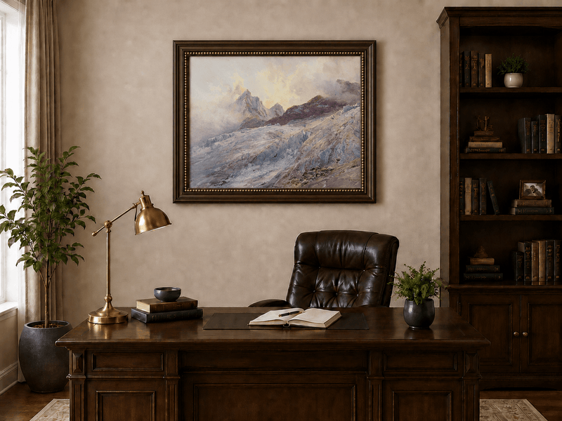 Landscape Oil Painting - Glacier Peaks and Alpine Snowfield View