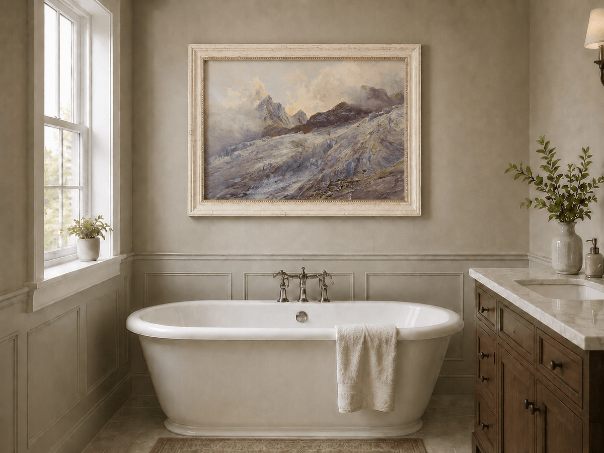 Landscape Oil Painting - Glacier Peaks and Alpine Snowfield View