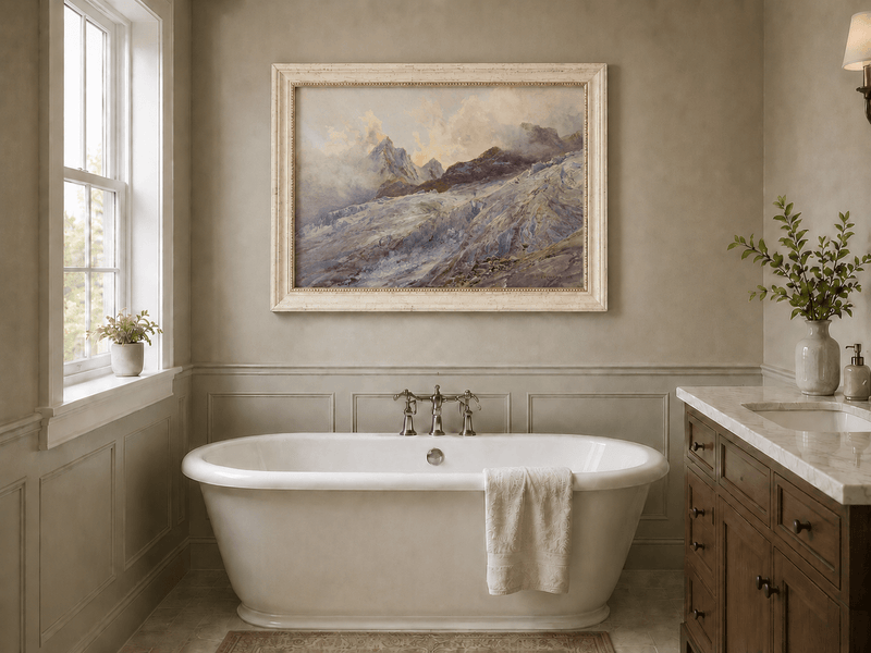 Landscape Oil Painting - Glacier Peaks and Alpine Snowfield View