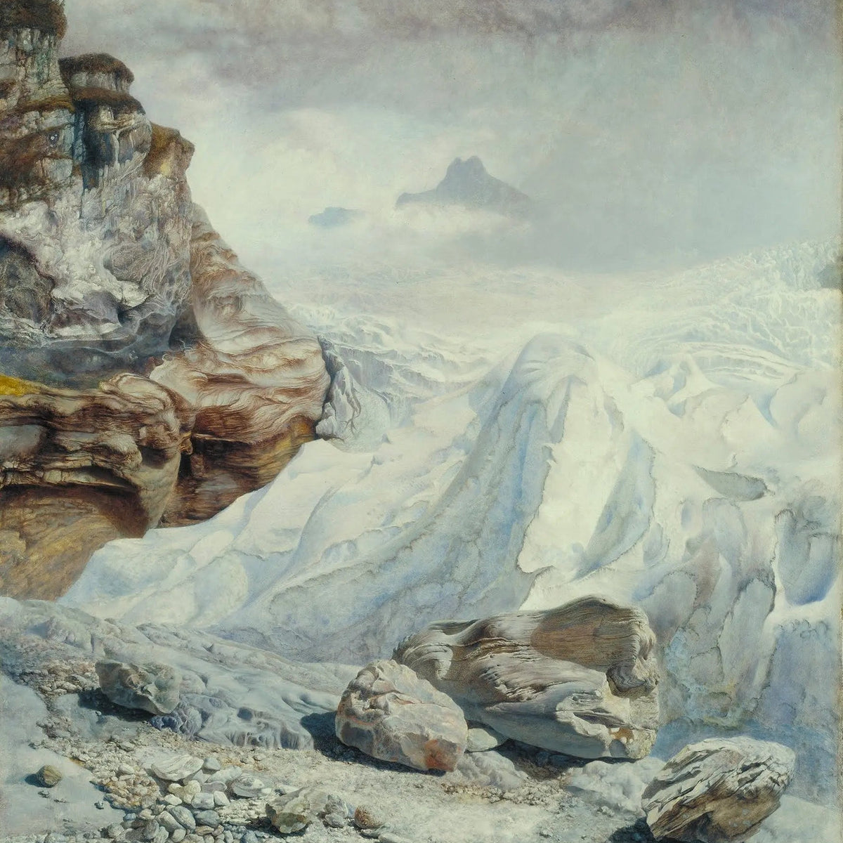 Landscape Oil Painting - Glacier Scene with Rocks & Peaks - Oil Painting Haven