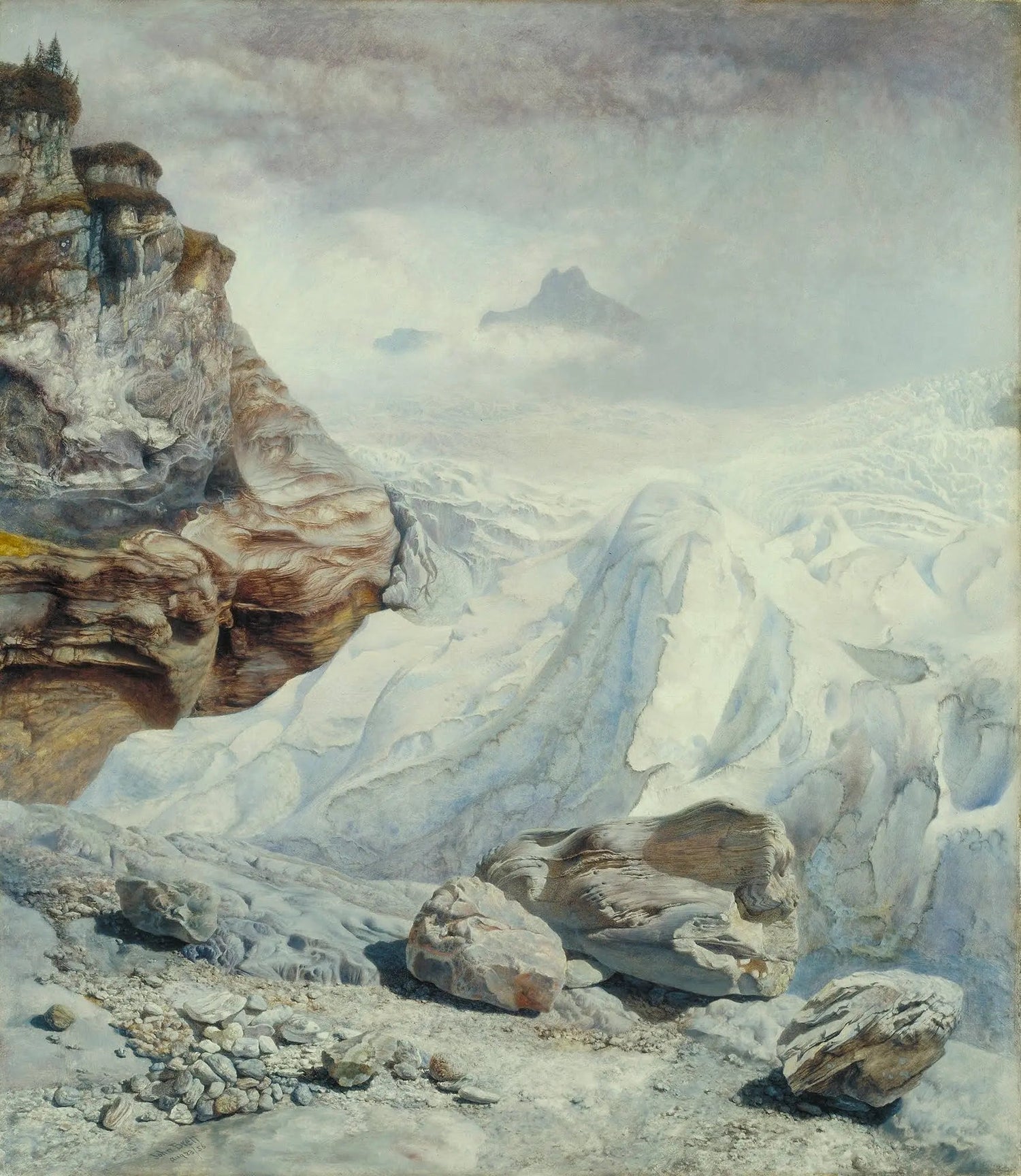 Landscape Oil Painting - Glacier Scene with Rocks & Peaks - Oil Painting Haven