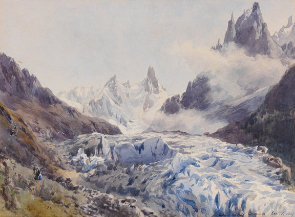 Landscape Oil Painting - Glacier Valley and Jagged Alpine Peaks - Oil Painting Haven