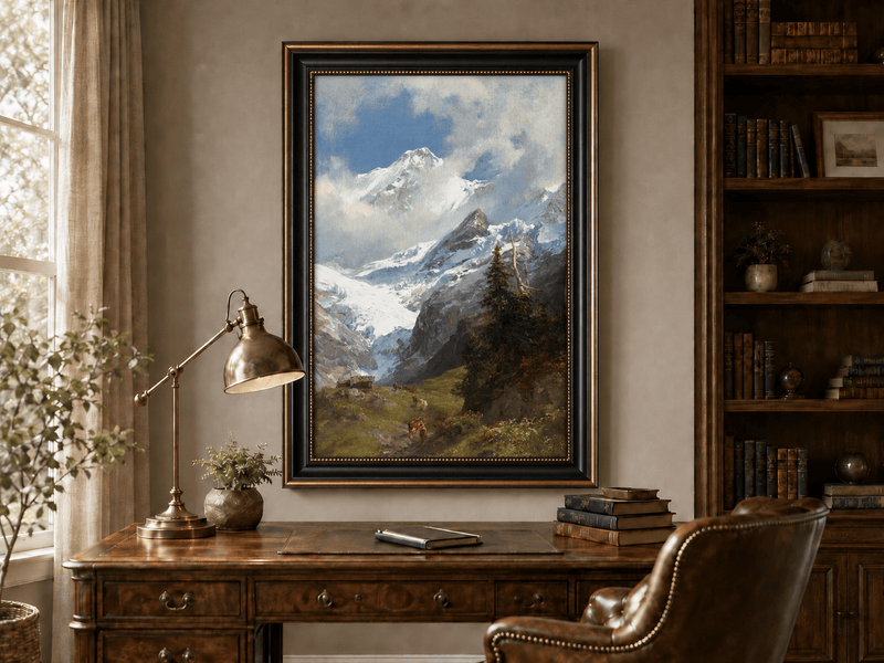 Peinture à l'huile de paysage - Rivière printanière avec pêcheur et arbres