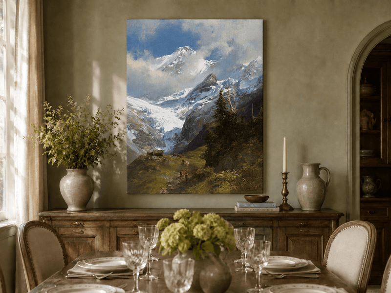 Peinture à l'huile de paysage - Rivière printanière avec pêcheur et arbres