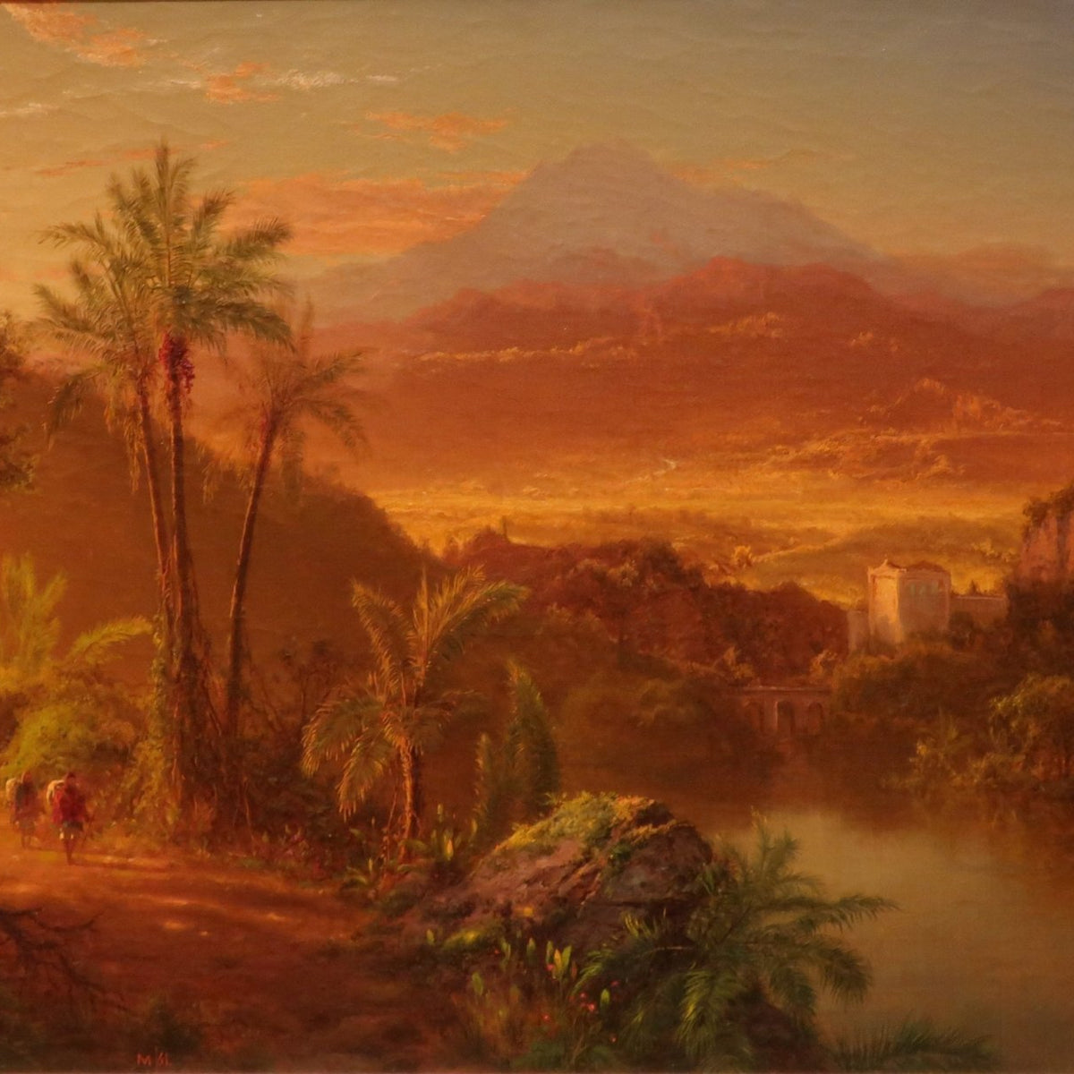 Landscape Oil Painting - Golden Tropical Valley Sunset View - Oil Painting Haven