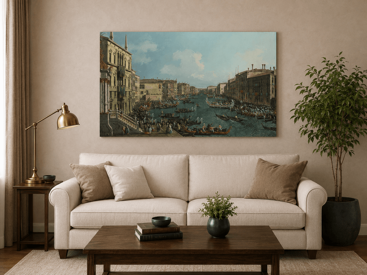 Landscape Oil Painting - Grand Canal Regatta in Venice