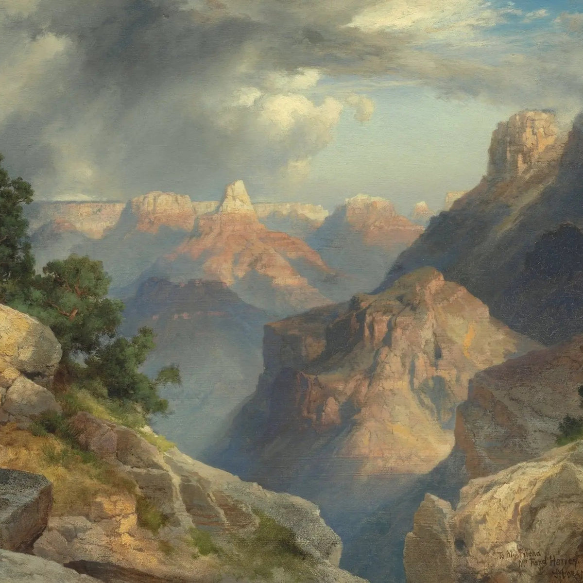 Landscape Oil Painting - Grand Canyon with Rocky Peaks - Oil Painting Haven