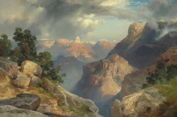 Landscape Oil Painting - Grand Canyon with Rocky Peaks - Oil Painting Haven