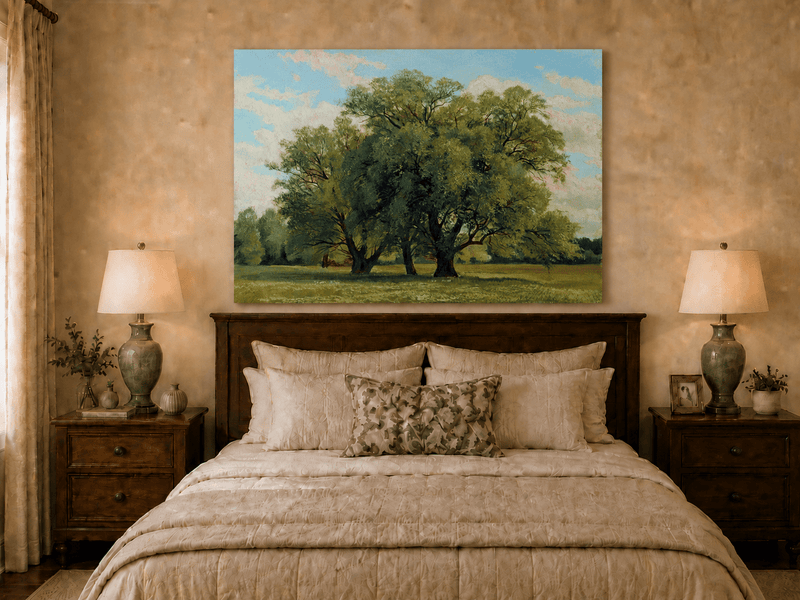 Peinture à l'huile de paysage - Gouffre rocheux spectaculaire avec personnages