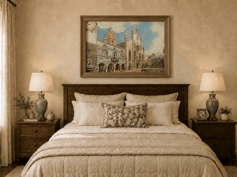 Landscape Oil Painting - Hand-Painted Como Cathedral Square View