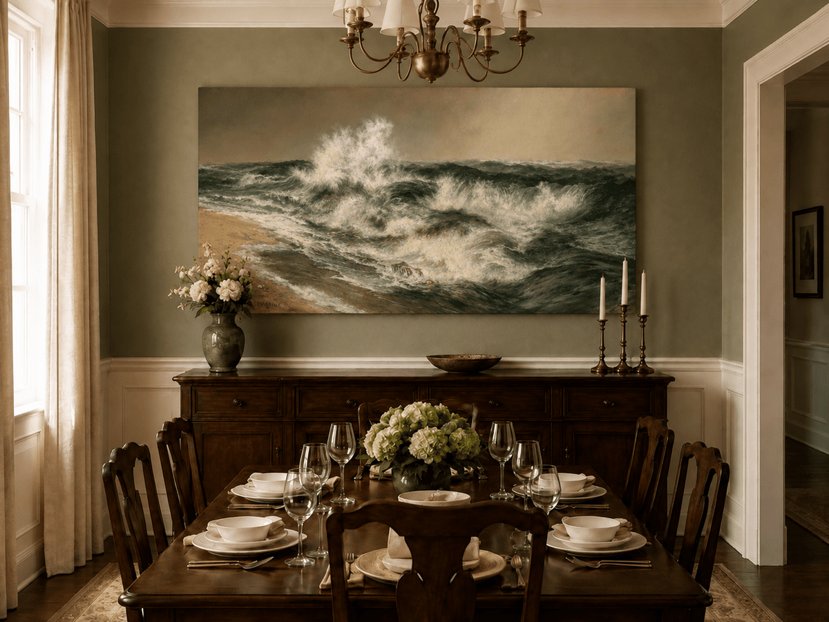 Landscape Oil Painting - Hand-Painted Crashing Ocean Seascape